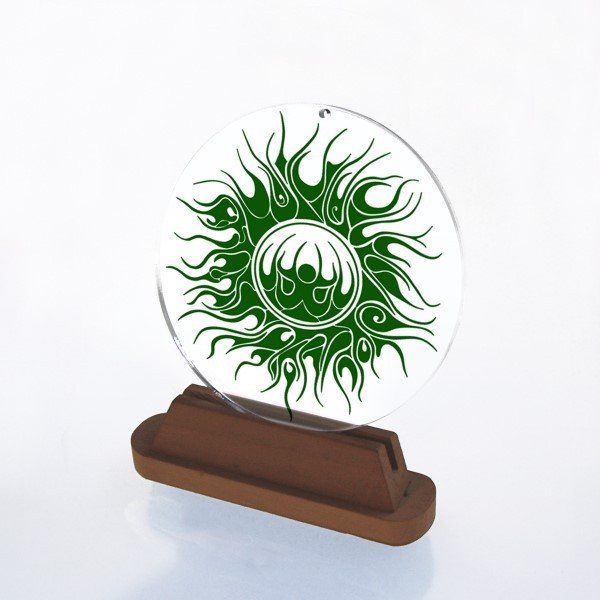 Fenster Deko Glas Bild Nr. 44 TRIVAL grün Symbol Feng Shui Sonnen Licht Fänger Energie