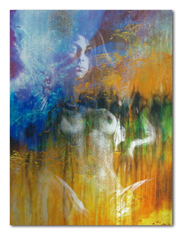 Frauen Akt 71. Bild auf Metall - abstrakte Kunst - Wandbild auf spiegelnden Aluminium - 30 x 40 cm