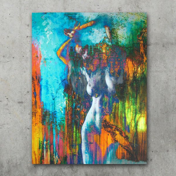 Frauen Akt 72. Bild auf Metall - abstrakte Kunst - Wandbild auf spiegelnden Aluminium - 30 x 40 cm