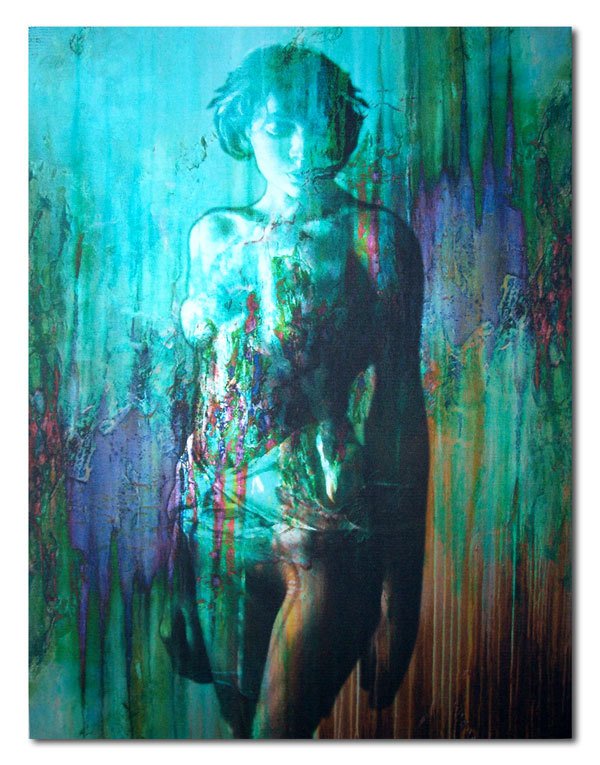 Frauen Akt 75. Bild auf Metall - abstrakte Kunst - Wandbild auf spiegelnden Aluminium - 30 x 40 cm
