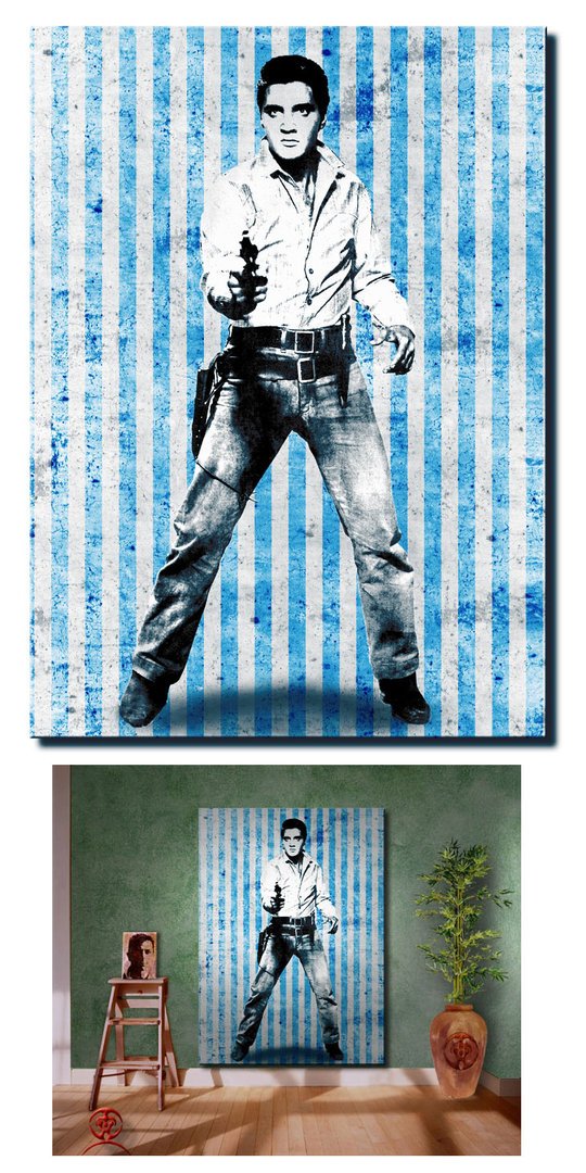 ELVIS in Lebensgröße - Leinwand auf Keilrahmen - POP ART Wandbild - 135 x 200 cm
