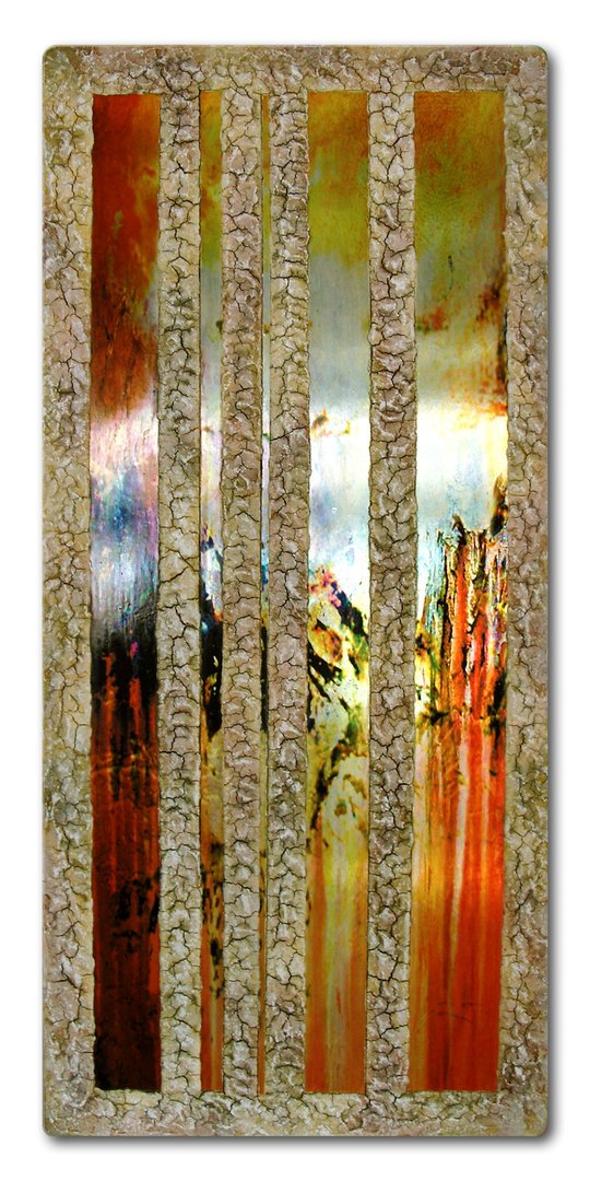 Abstrakte Malerei - Metallbild 403 - Struktur Gemälde Bild moderne KUNST - 50 x 110 cm